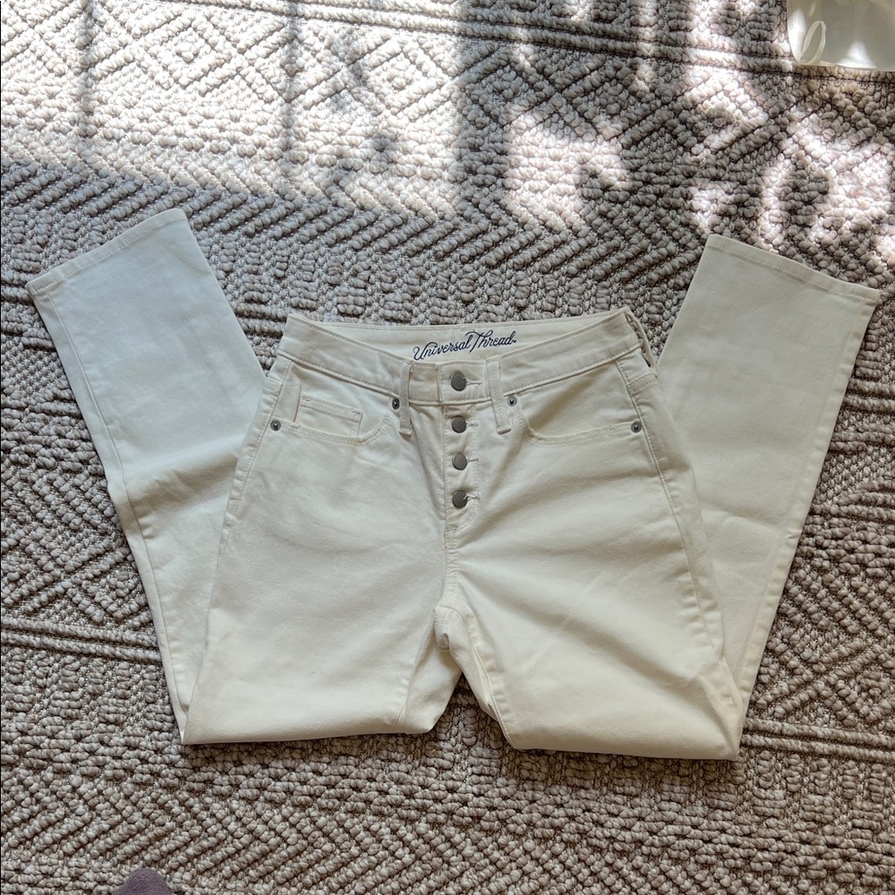 Universal Thread High Rise Staright Crop Cream Women's Jeans